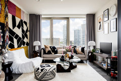 Wood, Metal And Glass Coffee Table