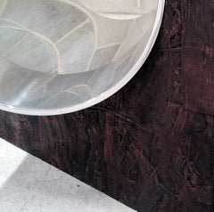 Wood, Metal And Glass Coffee Table